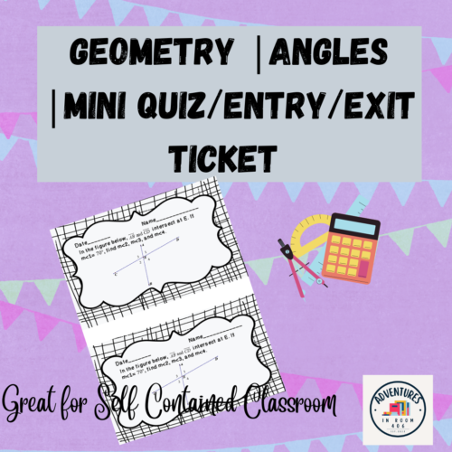 Geometry | Angles | Mini Quiz/Entry/Exit Ticket | Self Contained Classroom's featured image
