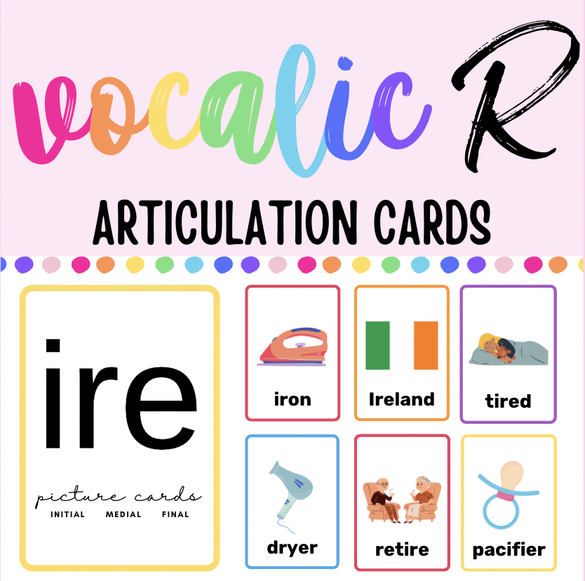 IRE Vocalic R Articulation Picture Cards: Initial Medial Final Word Positions