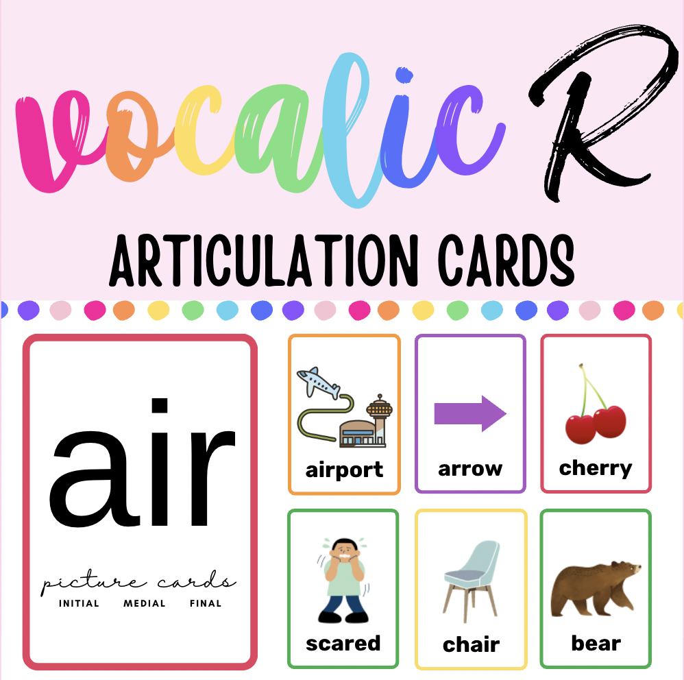 AIR Vocalic R Articulation Picture Cards: Initial Medial Final Word Positions