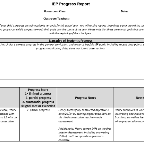 IEP Progress Report Template's featured image