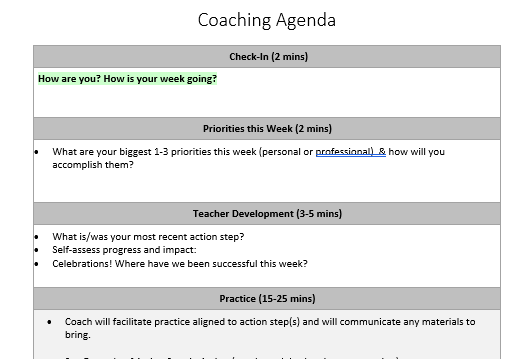 Coaching Agenda