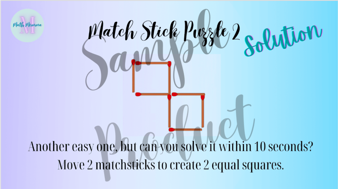 Match Stick Puzzle 2 Google Slide/Hands On Problem Solving Critical ...