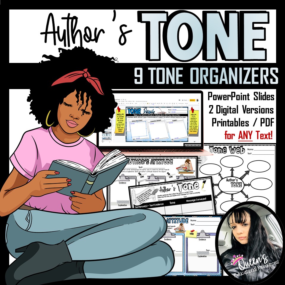 Tone Graphic Organizer Worksheets and PowerPoint Slides (Print and Digital)