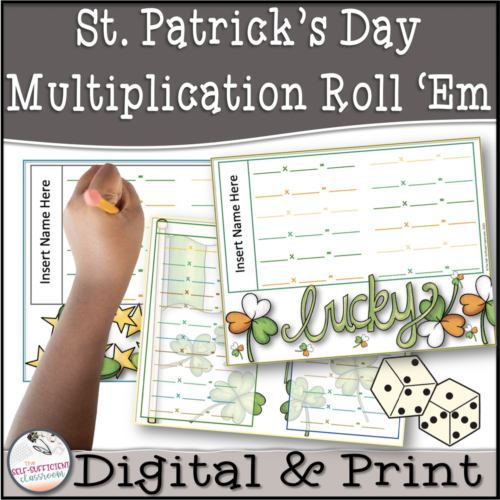 Printable Multiplication Practice- St. Patrick's Day Multiplication Roll 'Em's featured image