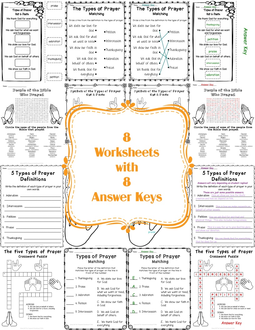 The 5 Types of Prayer Worksheet & Activity Pack - Classful