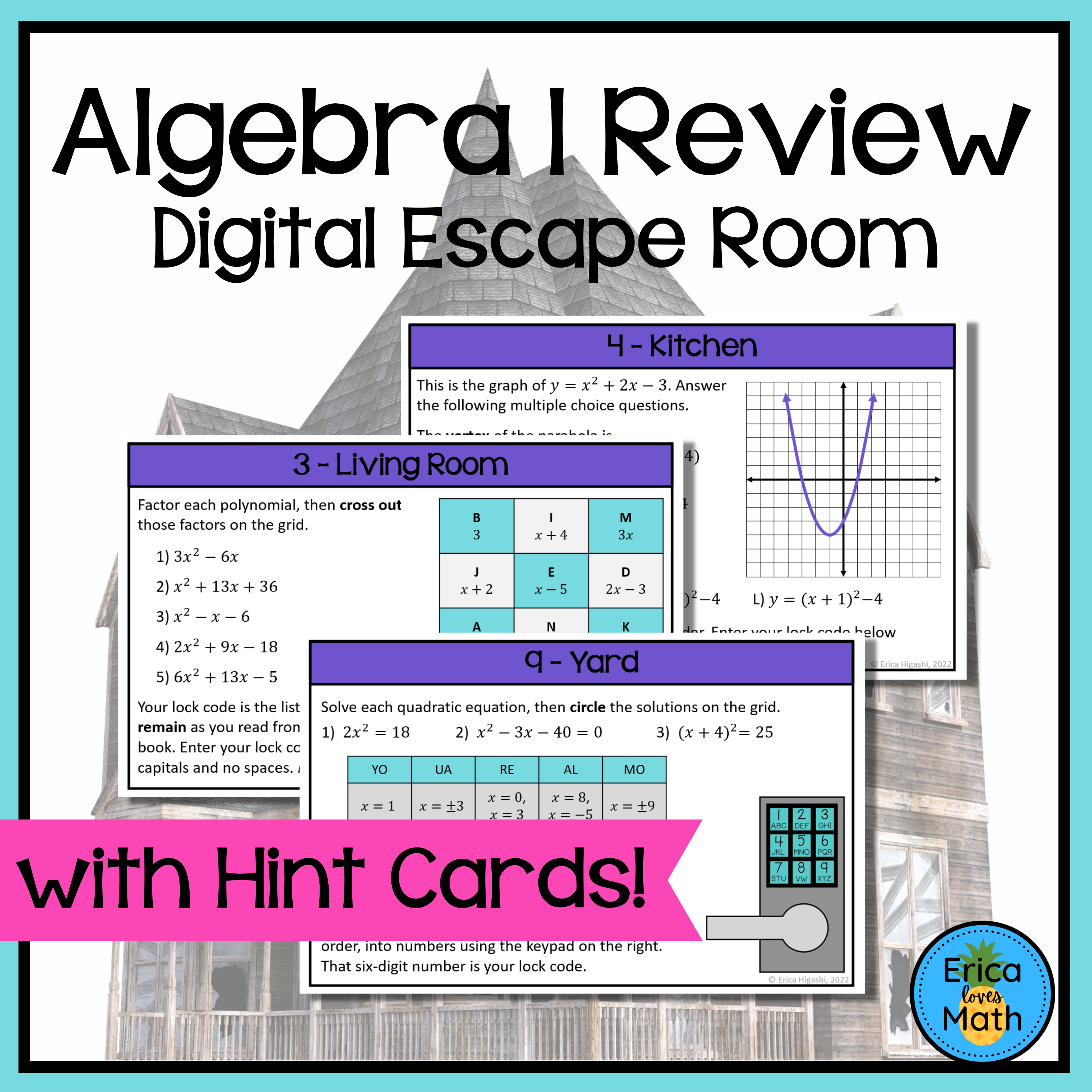 Algebra 1 Review Digital Escape Room Activity