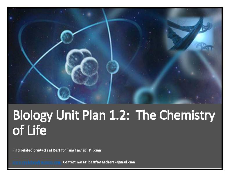 SIOP & Differentiated Biology Unit Plan 1.2: The Chemistry of Life