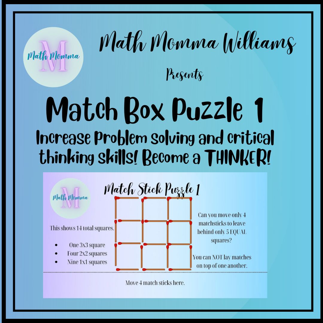 Match Stick Puzzle 1 Problem Solving Google Slide or Hands On Activity's featured image