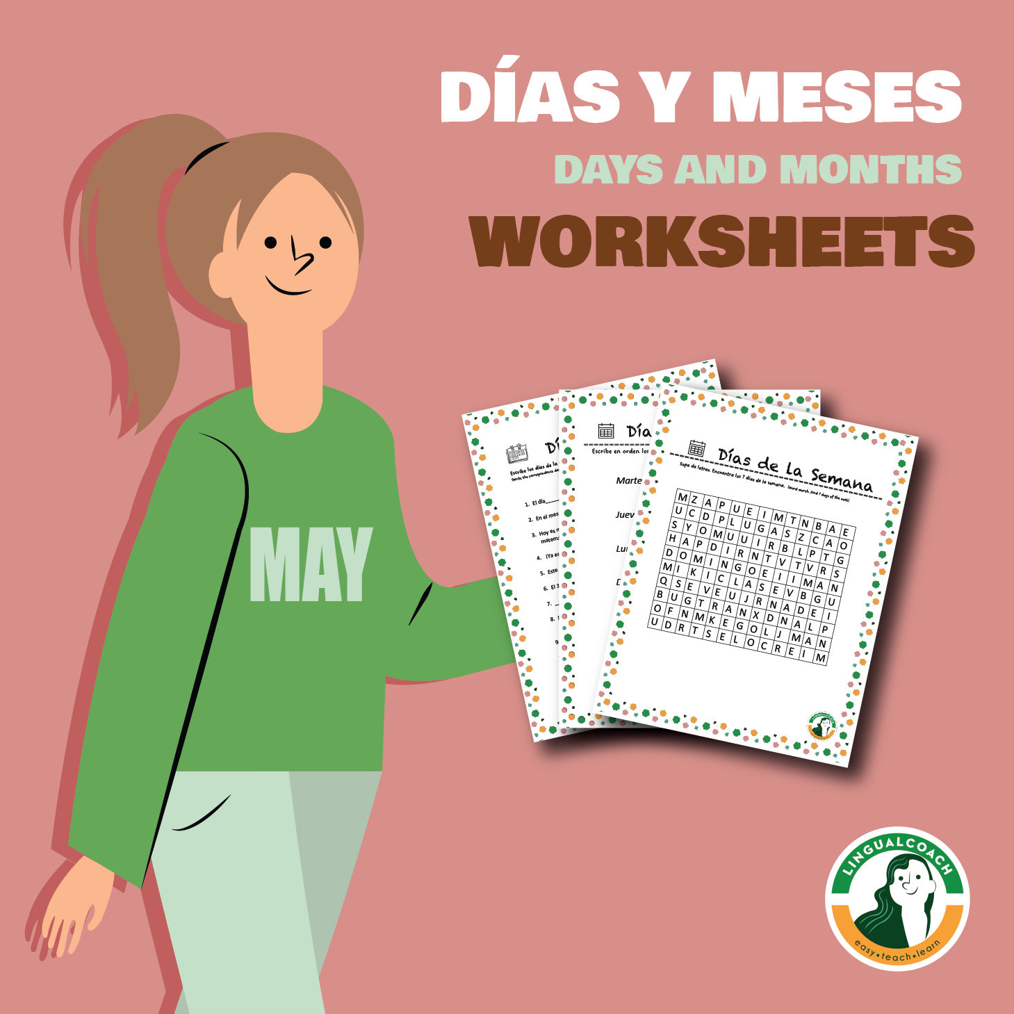 Spanish Days of the week and months Worksheets. (Días de la semana y Meses)