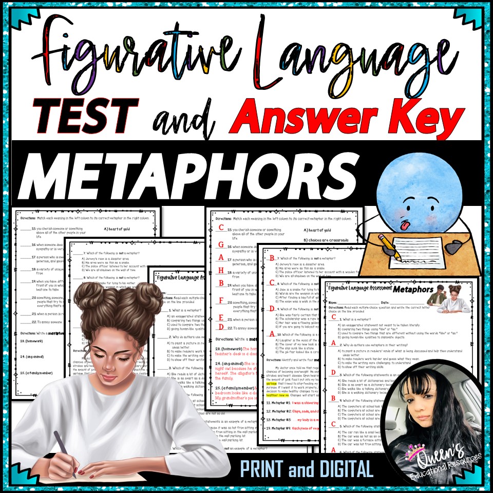 Metaphor Assessment and ANSWER KEY (Print and Digital)