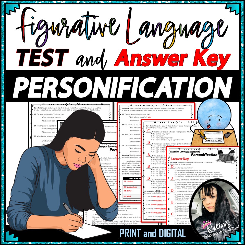 Personification Assessment and ANSWER KEY (Print and Digital)