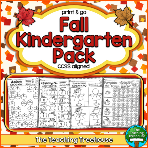 Fall Kindergarten Pack, No Prep, CCSS Aligned's featured image