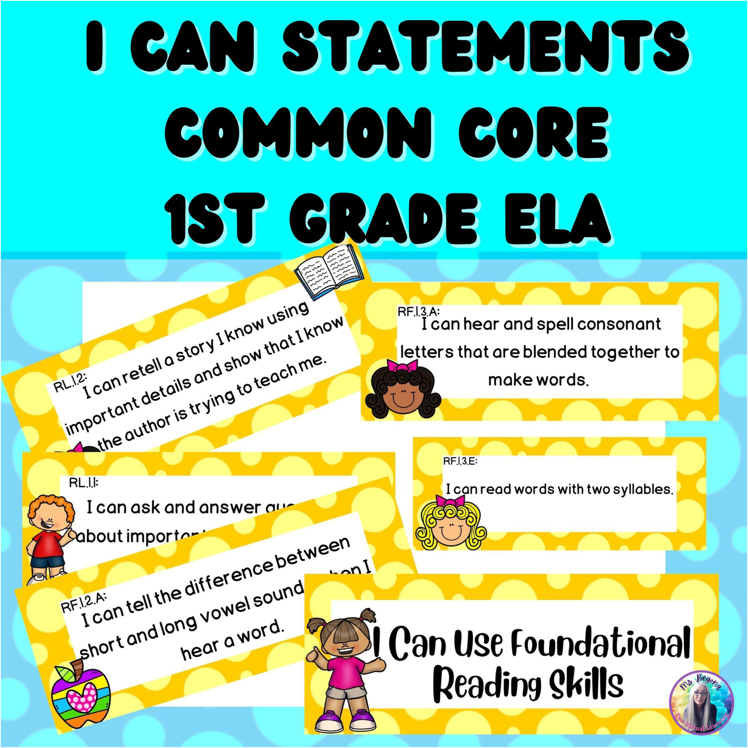 Common Core Standards I Can Statements for 1st Grade ELA