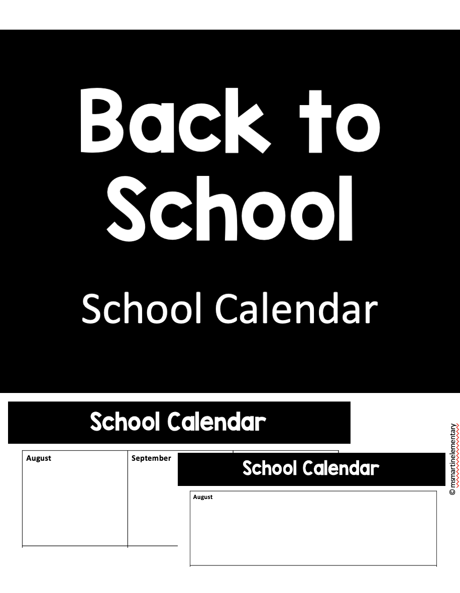 Back to School: School Calendar *editable*