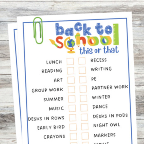 Back to School This or That Printable Activity's featured image
