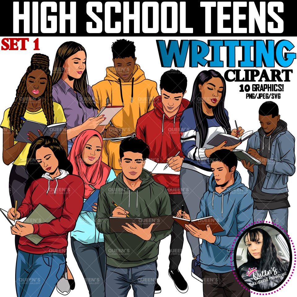 Clipart - High School Teens WRITING Set 1