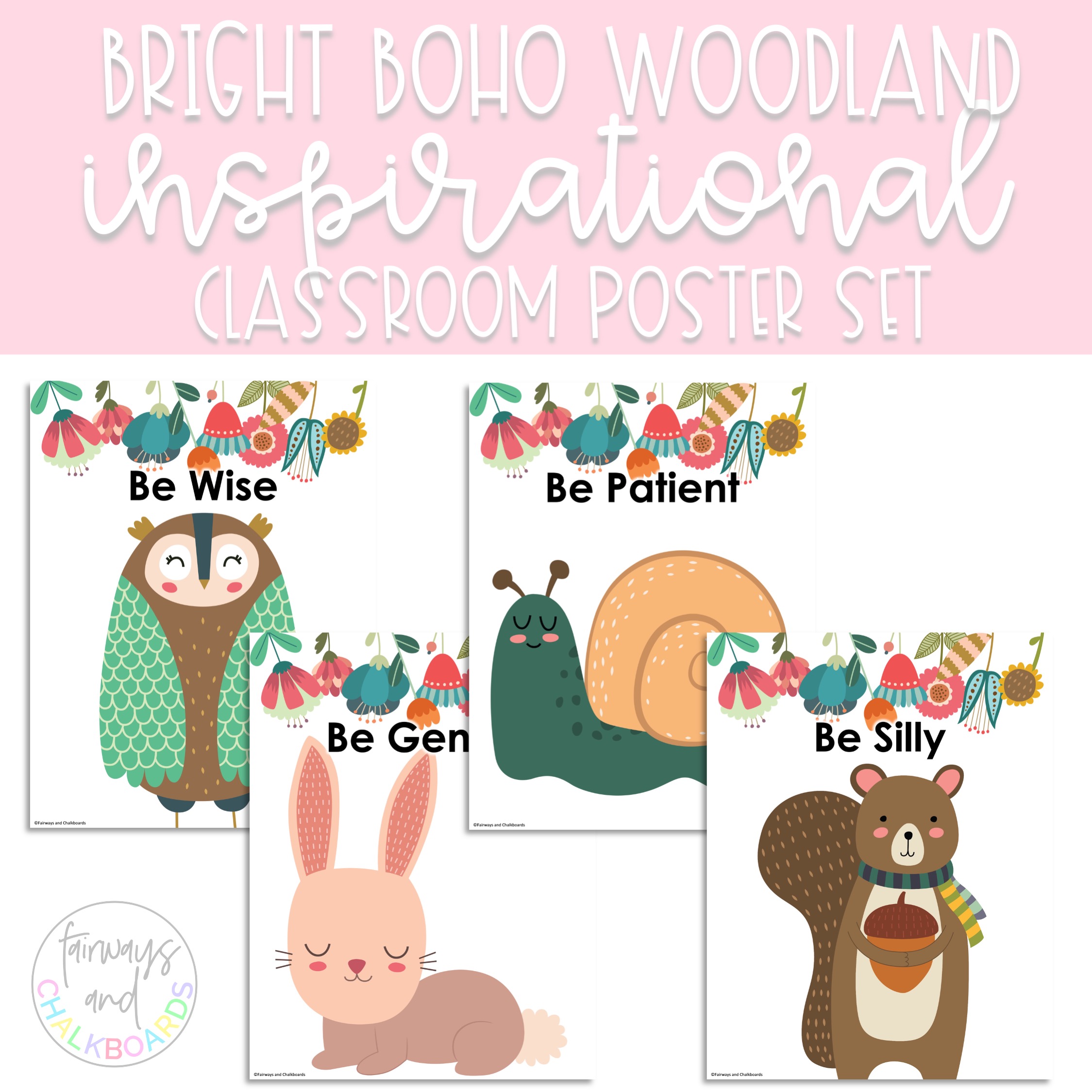 Bright Boho Woodland Inspirational Post Set