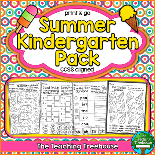 Summer Kindergarten Pack, No Prep, CCSS Aligned's featured image