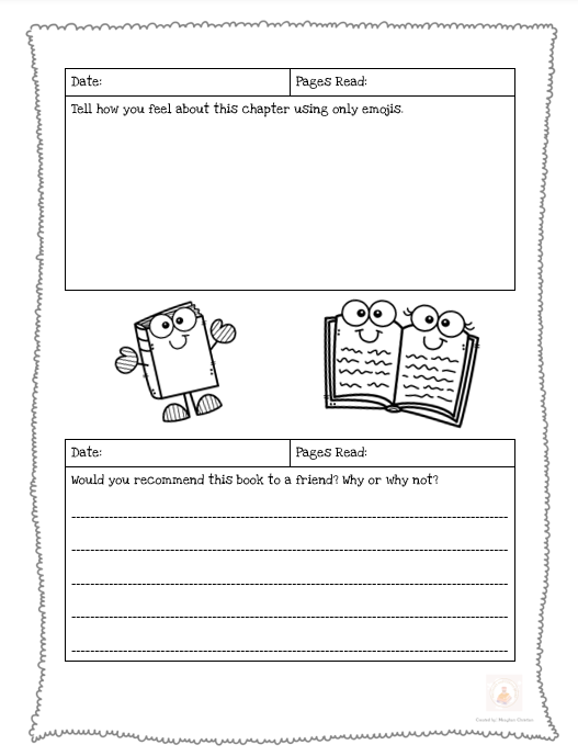 Chapter Book Reading Log with Questions - Classful