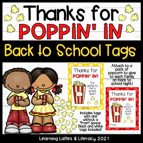 Back to School Gift Tags Popcorn Gift Tags Back to School Night Welcome Thanks for Poppin In Meet the Teacher Night Gifts's featured image