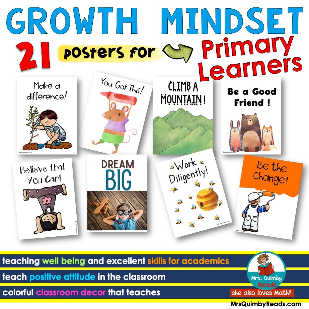 Growth Mindset | Posters | Primary Learners | Classroom Decor