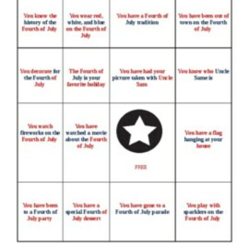 Social Skills Activity: Fourth of July HUMAN BINGO's featured image