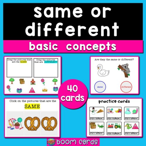 Same and Different Boom Cards basic concepts speech therapy's featured image