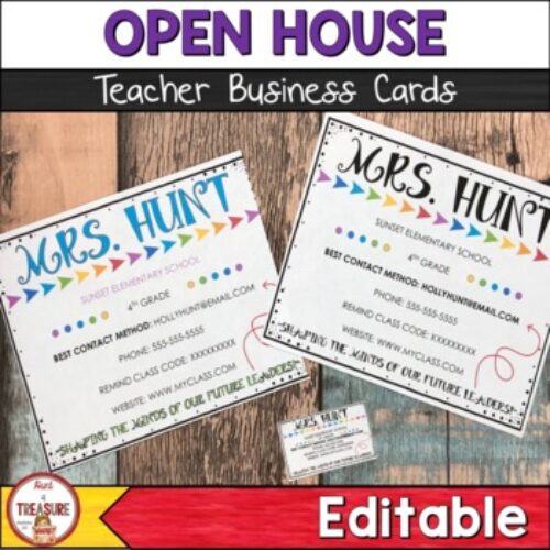 Business Cards and Teacher Contact Cards Editable's featured image