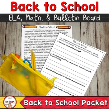 Back to School ELA, Math and Bulletin Board Activities