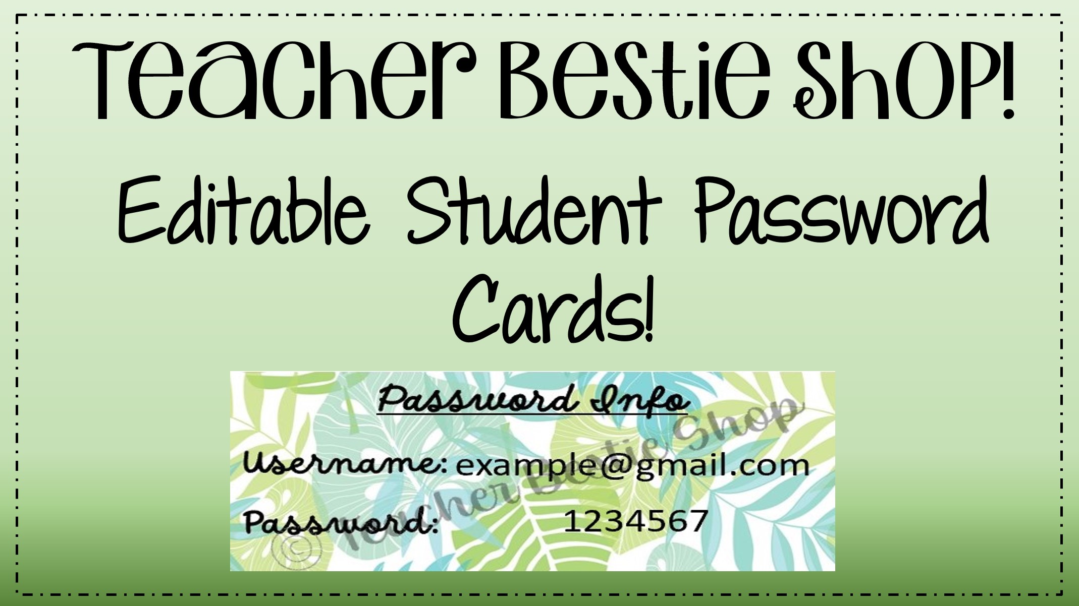 Editable Tropical Theme Student Password Cards