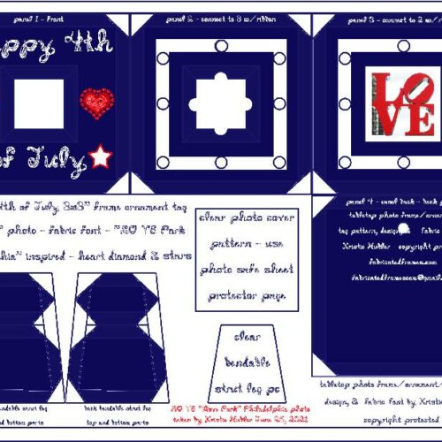 Happy 4th of July Fabric Font On Blue Frame Ornament for 2x2 inch Photo Red Love Park Art Photo Philadelphia PA Decoration Printable Papercraft's featured image