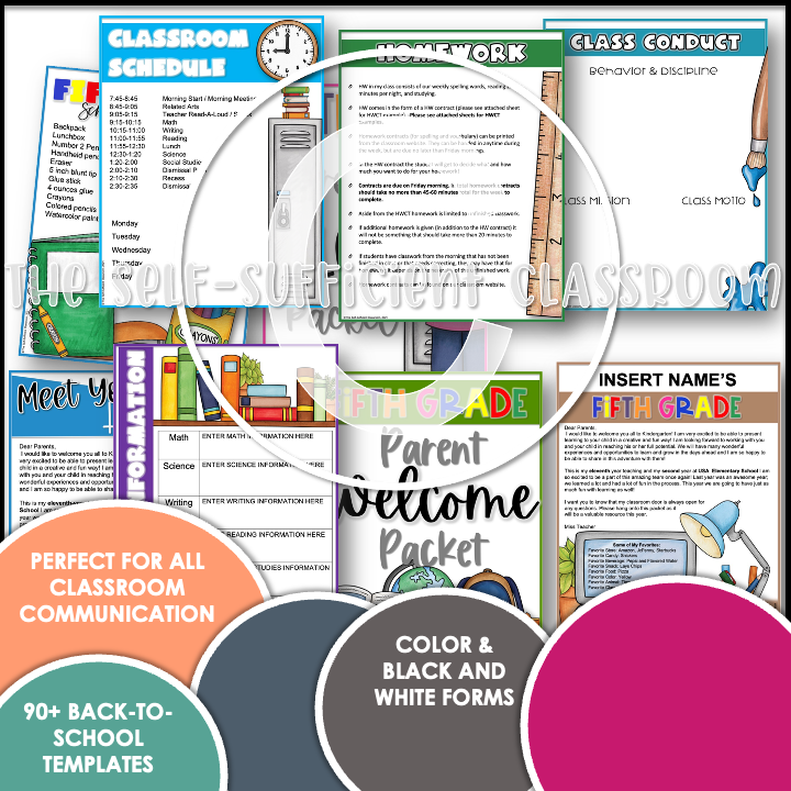 5th Grade Back to School Printables - Classful