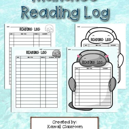 Manatee Theme Reading Log *Color & Black and White Versions*'s featured image