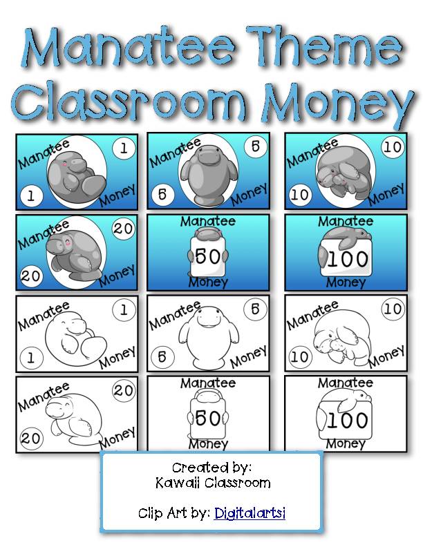 Manatee Theme Classroom Money