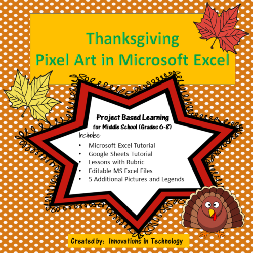 Thanksgiving Pixel Art in Microsoft Excel or Google Sheets's featured image