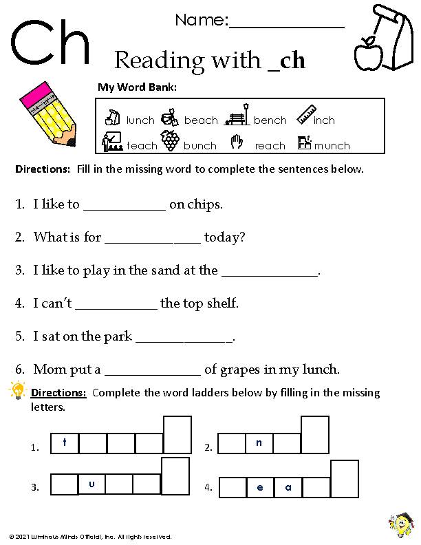 Reading With _ch | Digraph Reading Practice with Ending Sound- ch ...