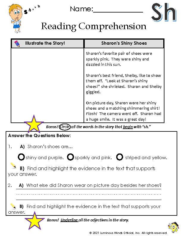 Reading Comprehension with Sh | Test Prep with Digraphs