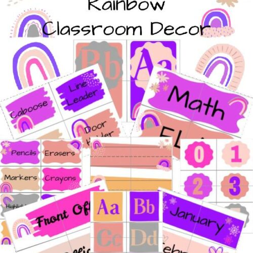 Pink/Purple - Boho Rainbow Theme - Classroom Decor - EDITABLE Pages's featured image