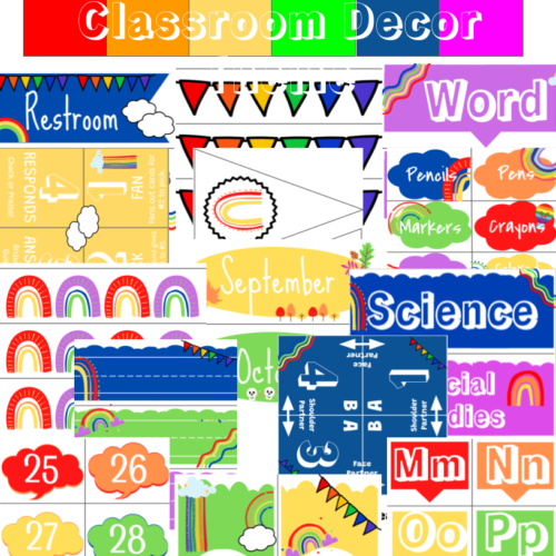 Colorful Rainbow Theme - Classroom Decor - EDITABLE Pages's featured image