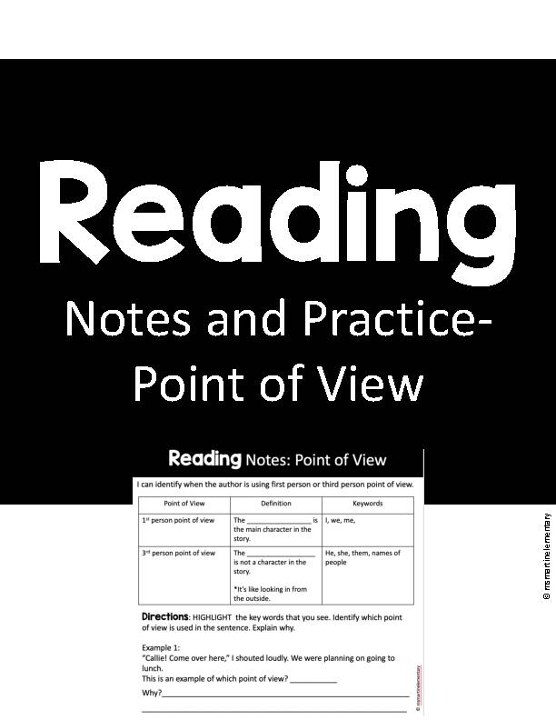 Reading Notes and Practice-Point of View *with answer key*