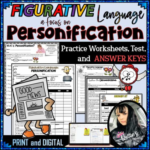 Figurative Language PERSONIFICATION Activity Worksheets (Print and Digital)'s featured image
