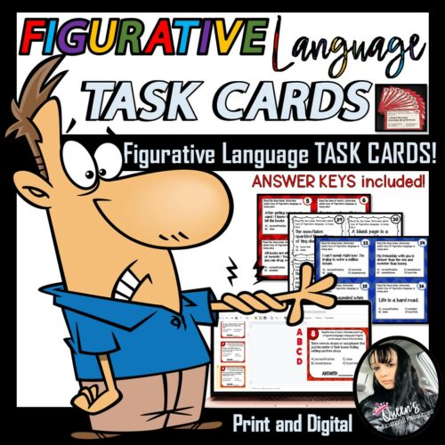 Figurative Language Task Cards (Print and Digital)'s featured image