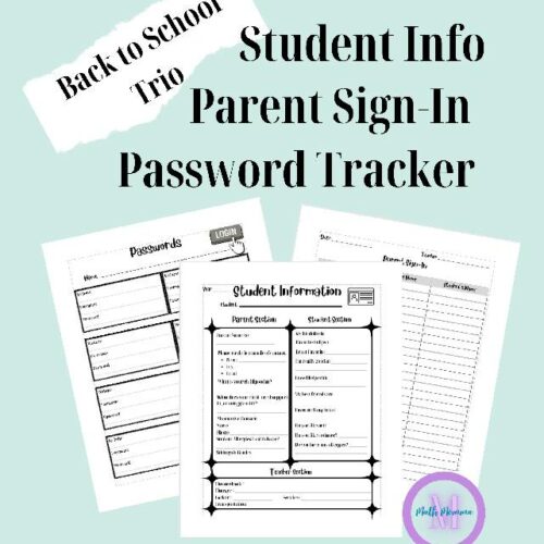 Back to School Trio: Student Info, Password Tracker, Parent Sign-In's featured image