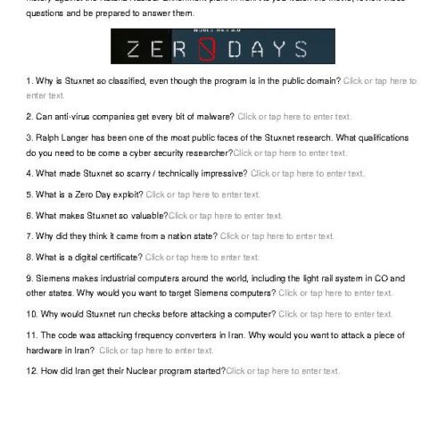 Zero Days Documentary Video Review Classful