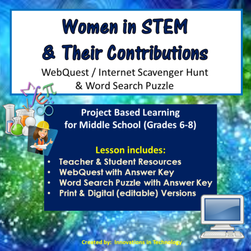 Famous Women in STEM WebQuest & Word Search Puzzle's featured image