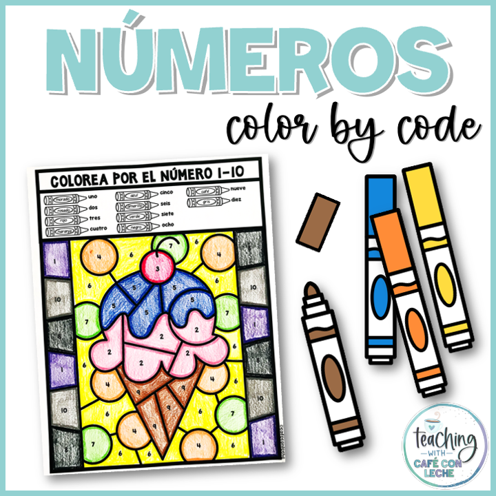 color coded coloring pages spanish