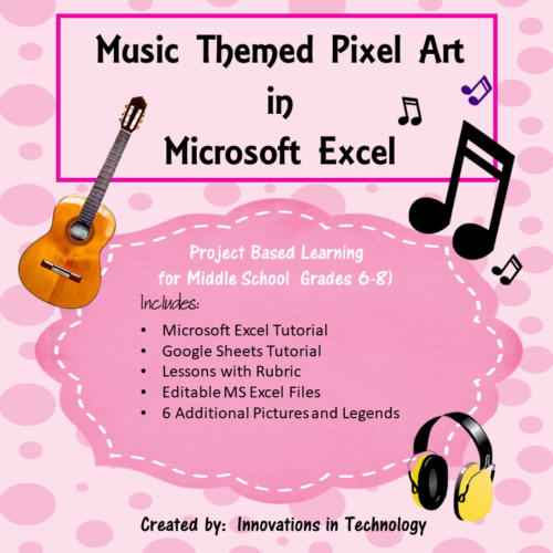 Music Related Pixel Art in Microsoft Excel or Google Sheets's featured image