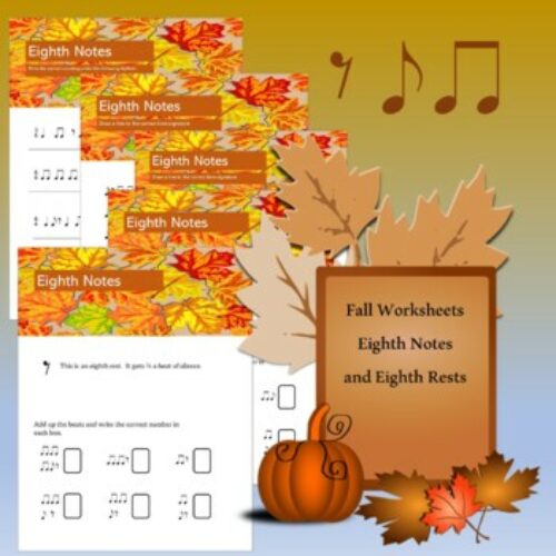 Eighth Notes and Rests Worksheets - Music Theory - Autumn Theme's featured image