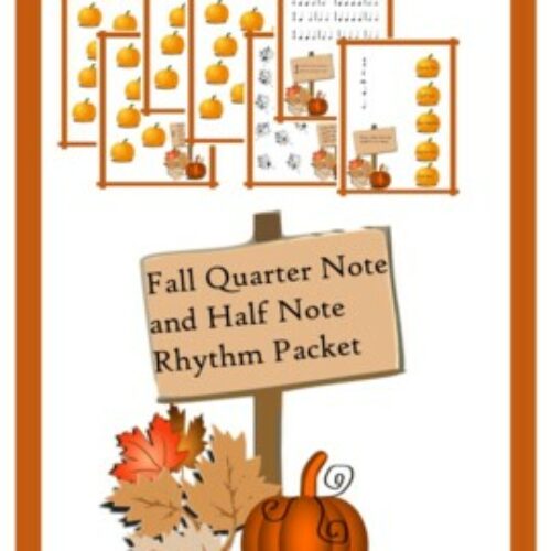 Autumn Theme Quarter Note Rhythm Worksheets - Fall Worksheets for understanding basic rhythm's featured image