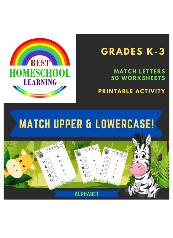Match Uppercase & Lowercase - 50 Worksheets - Alphabet A-Z K-3